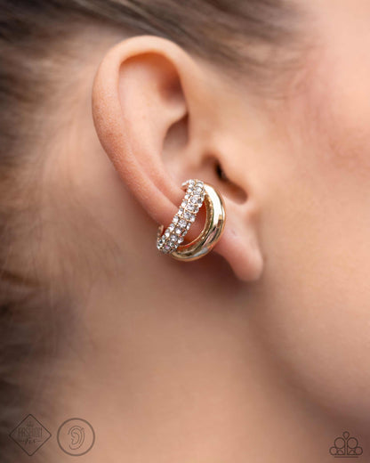 Sizzling Spotlight - Gold Ear Cuff Earrings - Paparazzi Accessories