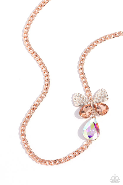 Fluttering Finesse - Rose Gold Butterfly Necklace - Paparazzi Accessories