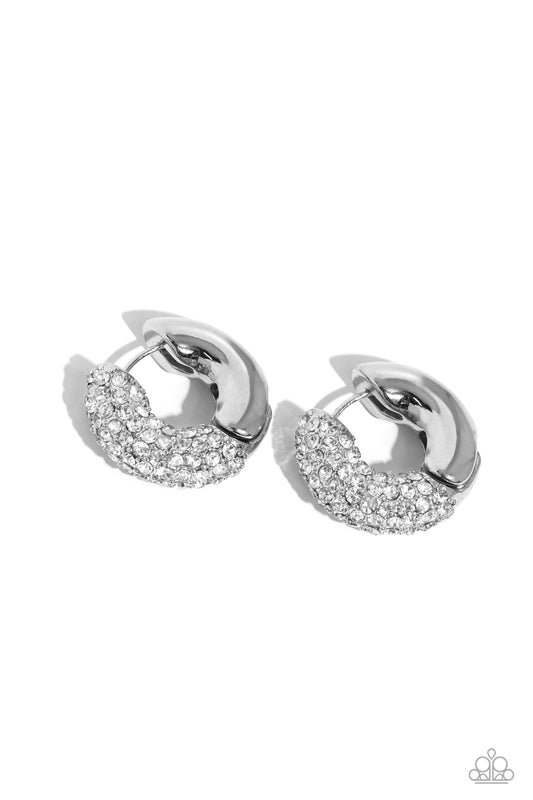 Combustible Confidence - White Hinge Hoop Earrings - Paparazzi Accessories