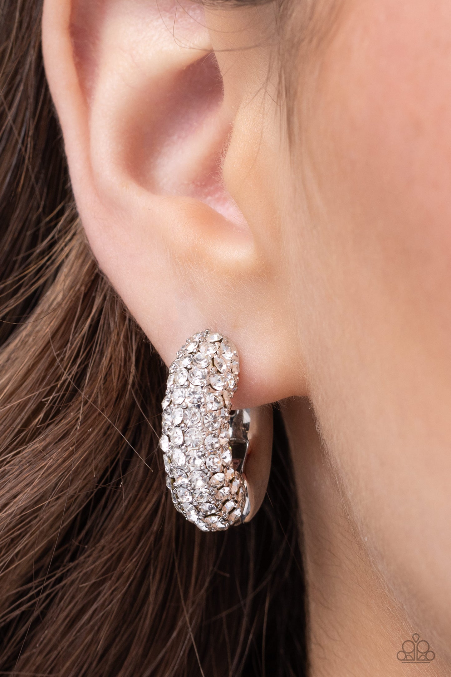 Combustible Confidence - White Hinge Hoop Earrings - Paparazzi Accessories