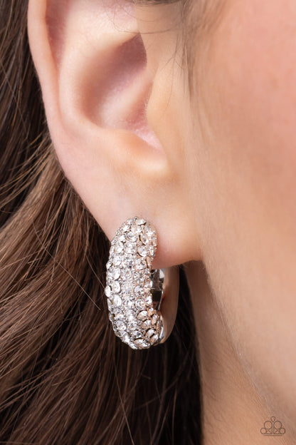Combustible Confidence - White Hinge Hoop Earrings - Paparazzi Accessories