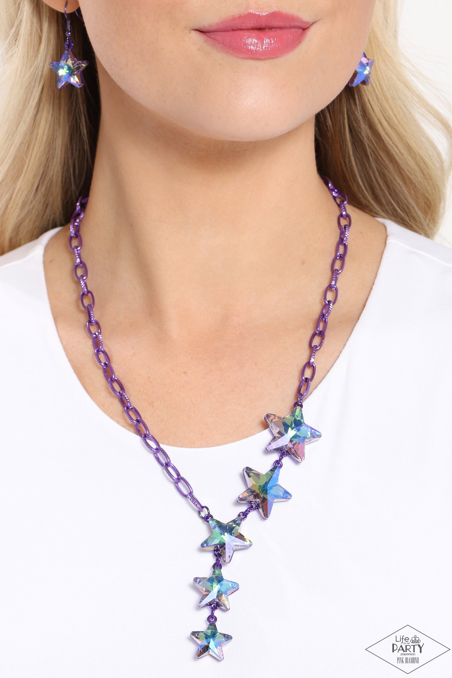 Star-Crossed Sparkle - Purple Dipped Star Necklace - Paparazzi Accessories