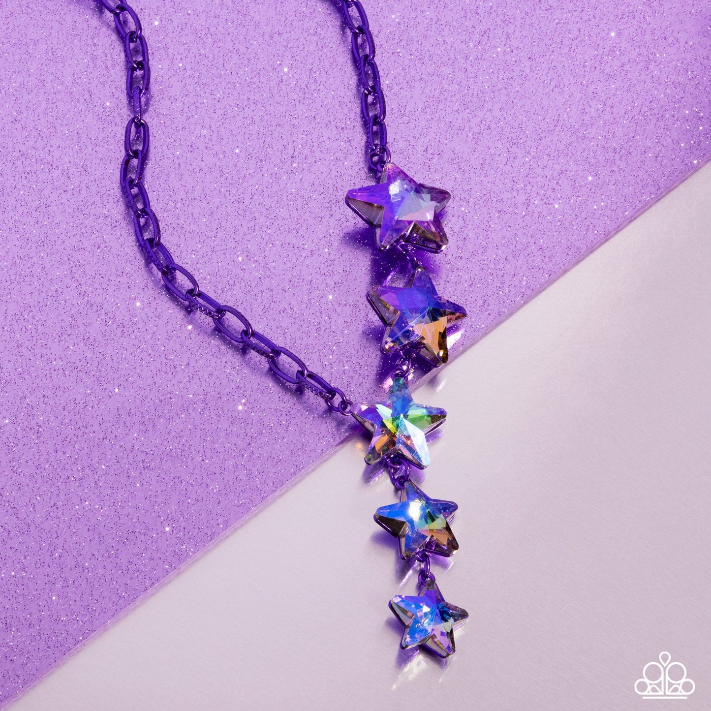 Star-Crossed Sparkle - Purple Dipped Star Necklace - Paparazzi Accessories