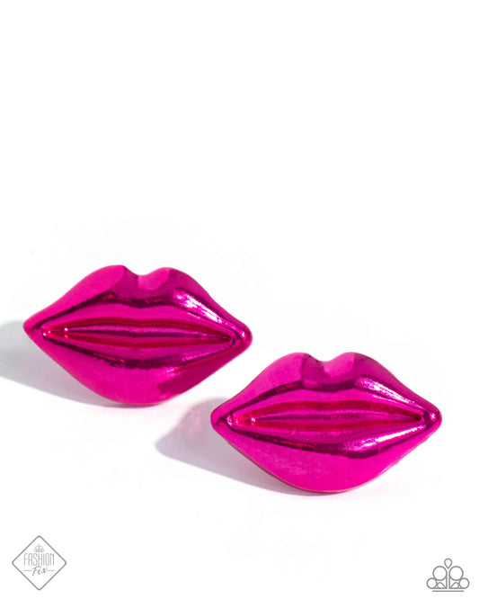 Diva Decoration - Pink Lips Post Earrings - Paparazzi Accessories