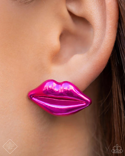 Diva Decoration - Pink Lips Post Earrings - Paparazzi Accessories
