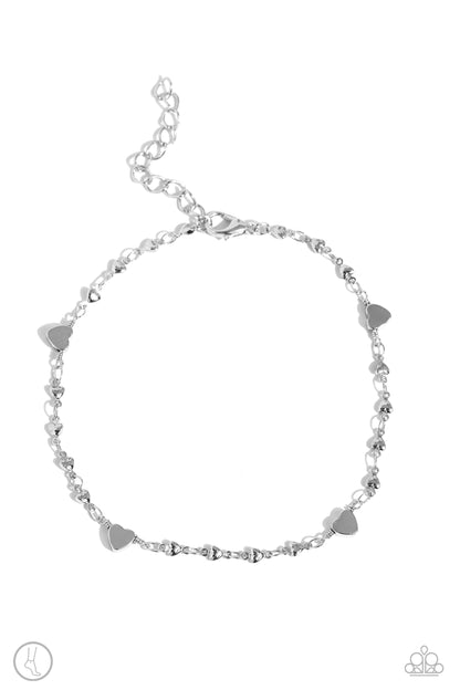 Highlighting My Heart - Silver Clasp Anklet - Paparazzi Accessories