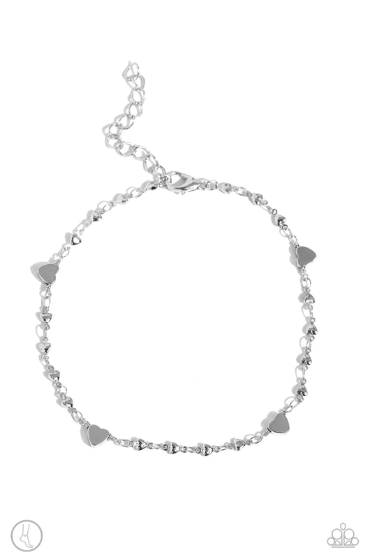 Highlighting My Heart - Silver Clasp Anklet - Paparazzi Accessories
