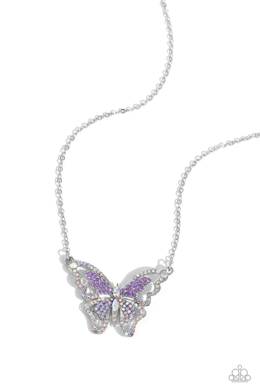Weekend WINGS - Purple Iridescent Butterfly Necklace - Paparazzi Accessories