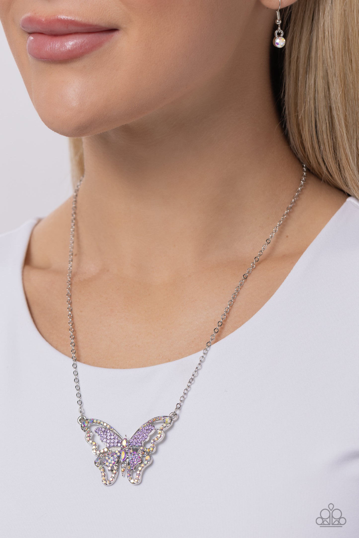 Weekend WINGS - Purple Iridescent Butterfly Necklace - Paparazzi Accessories