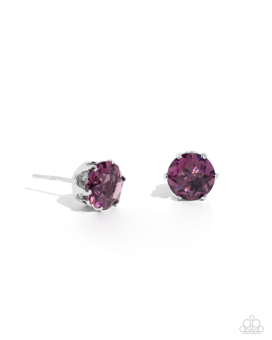 Breathtaking Birthstone - Purple Post Earrings - Paparazzi Accessories