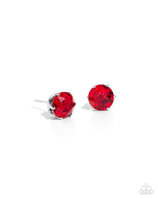Breathtaking Birthstone - Red Post Earrings - Paparazzi Accessories