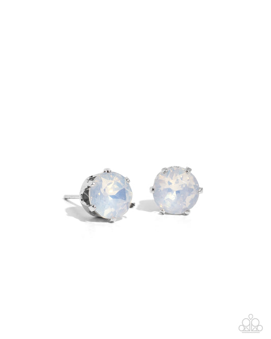 Breathtaking Birthstone - White Post Earrings - Paparazzi Accessories