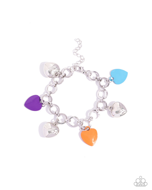 Whole Lotta Love - Multi Heart Charm Clasp Bracelet - Paparazzi Accessories