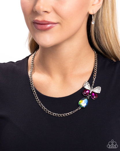 Fluttering Finesse - Multi Butterfly Necklace - Paparazzi Accessories