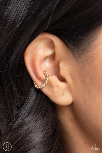 Twisted Travel - Gold Ear Cuff