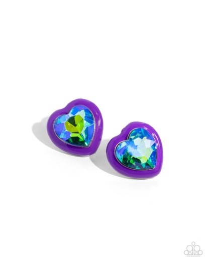 Heartfelt Haute - Purple Post Earrings - Paparazzi Accessories