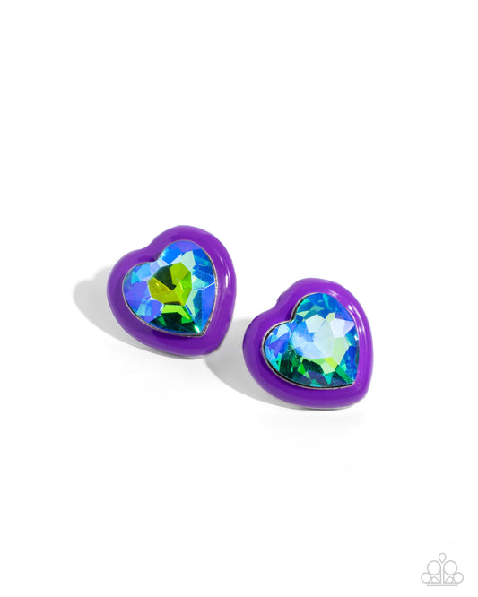 Heartfelt Haute - Purple Post Earrings - Paparazzi Accessories