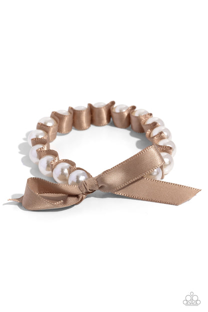 Ribbon Rarity - Brown Stretchy Bracelet - Paparazzi Accessories