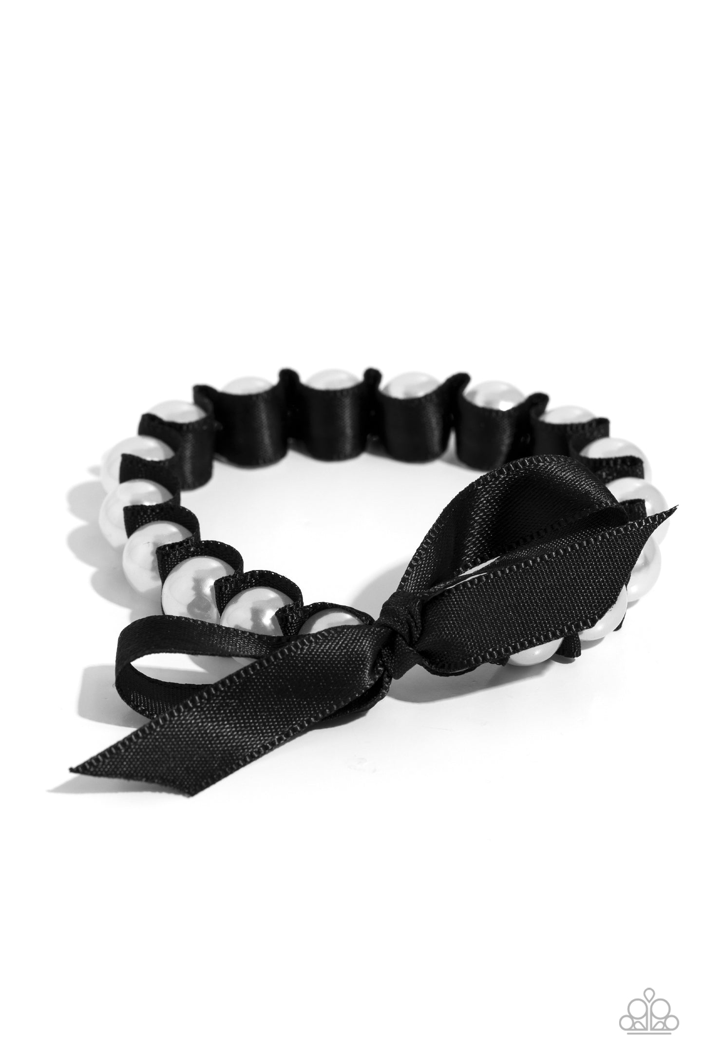 Ribbon Rarity - Black stretch bracelet - Paparazzi Accessories