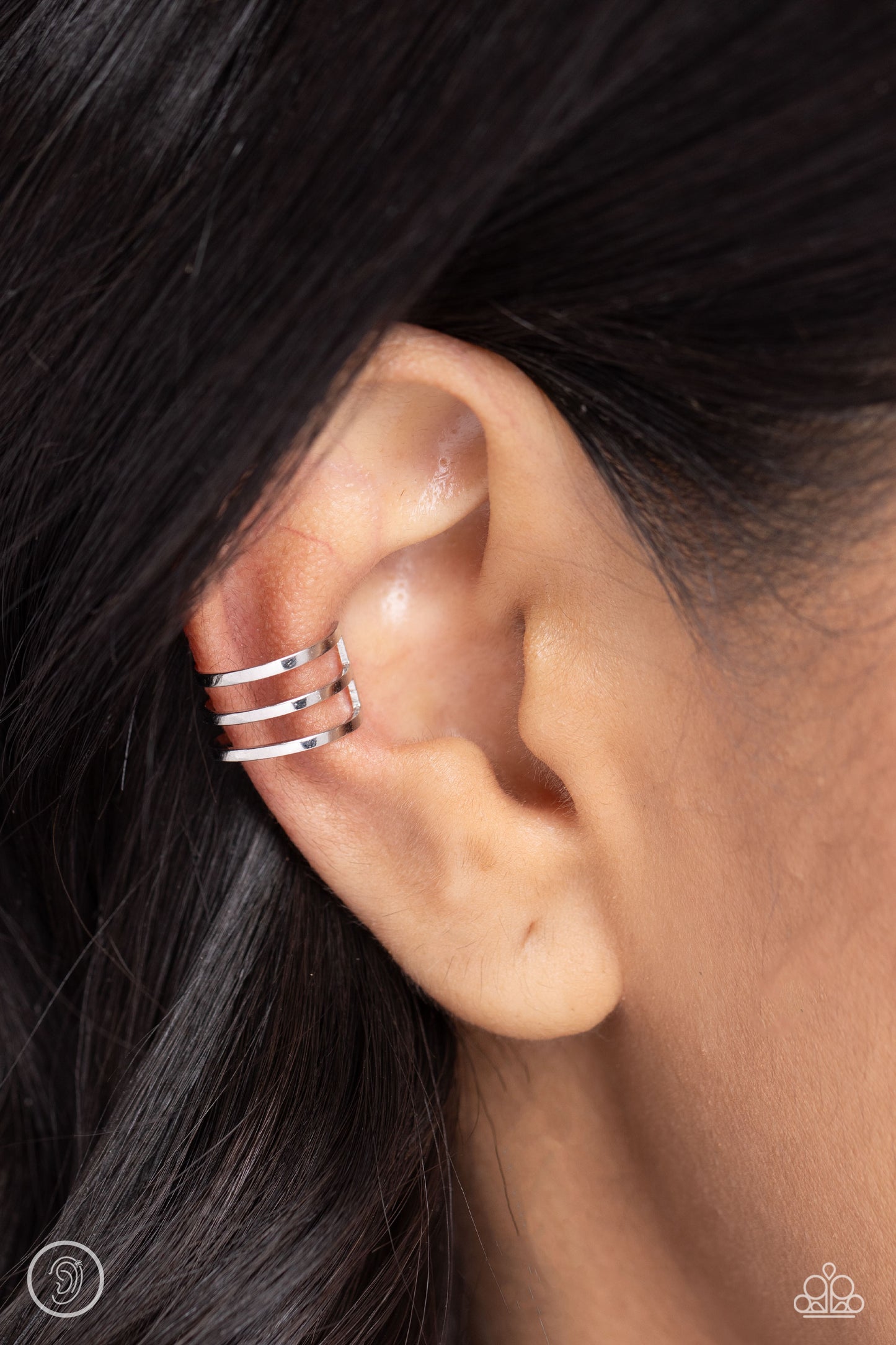 Metro Mashup - Silver Ear Cuff Earrings - Paparazzi Accessories