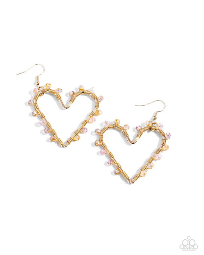 HEART of Your World - Gold Heart Earrings - Paparazzi Accessories