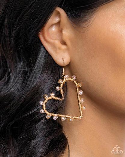 HEART of Your World - Gold Heart Earrings - Paparazzi Accessories