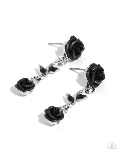 Led by the ROSE - Black Post Earrings - Paparazzi Accessories