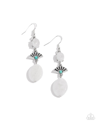 Creative Cascade - White Natural Stone Fishhook Earrings - Paparazzi Accessories