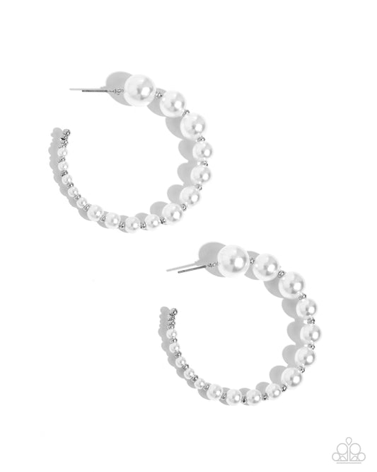 Candidate Class - White Pearl Hoop Earrings - Paparazzi Accessories