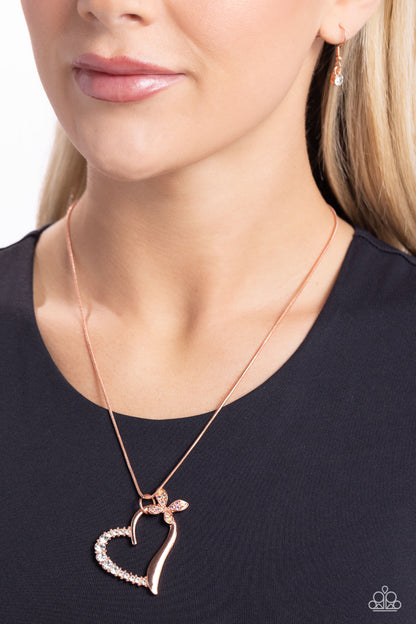 Half-Hearted Haven - Copper Butterfly Necklace - Paparazzi Accessories