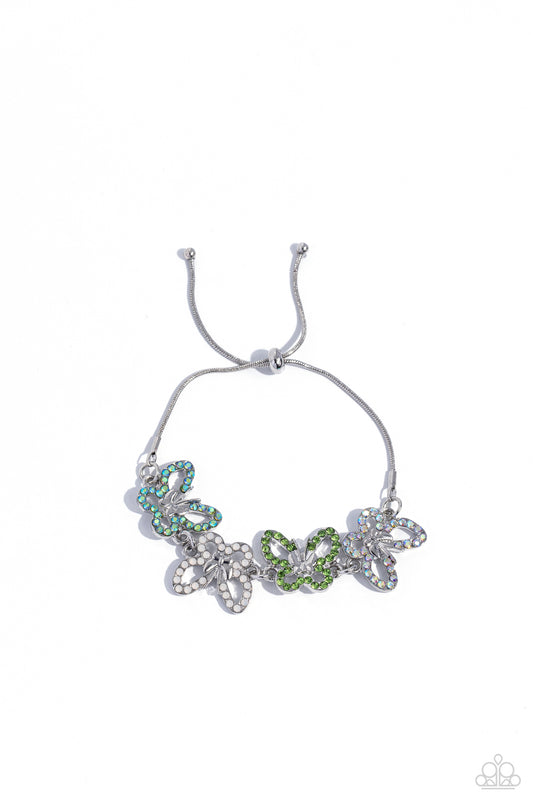 Butterfly Belonging - Green Sliding Bracelet - Paparazzi Accessories