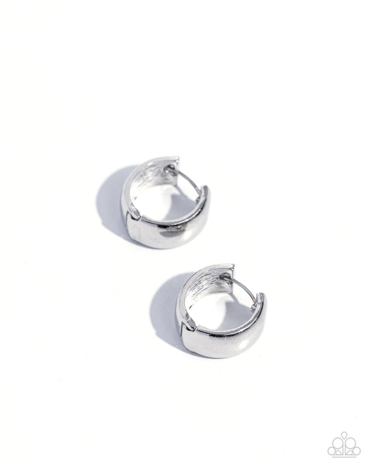 Signature Sheen - Silver Hinge Hoop Earrings - Paparazzi Accessories