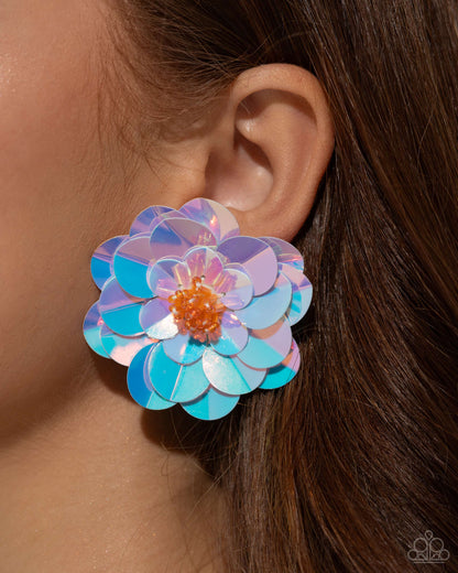 Floating Florals - Multi Sequin Post Earrings - Life of the Party Exclusive - Paparazzi Accessories
