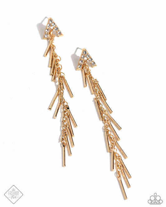 Linear Landmark - Gold Post Earrings - Paparazzi Accessories