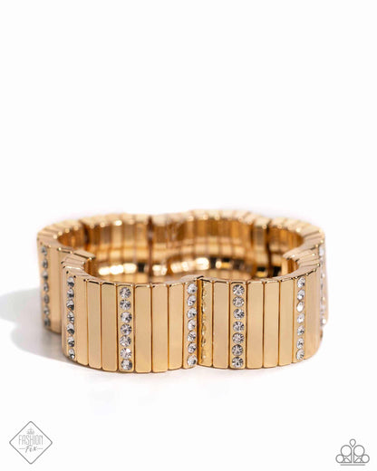 Linear Legend - Gold Stretchy Bracelet - Paparazzi Accessories