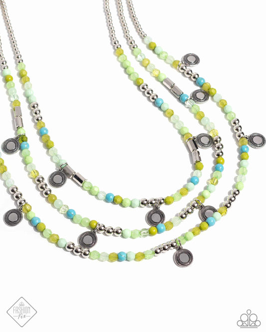 Piquant Pattern - Green Necklace - Paparazzi Accessories