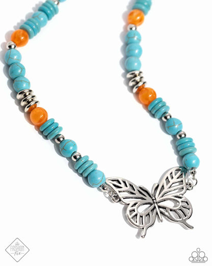 Try As I FLIGHT - Blue Butterfly Necklace - Paparazzi Accessories