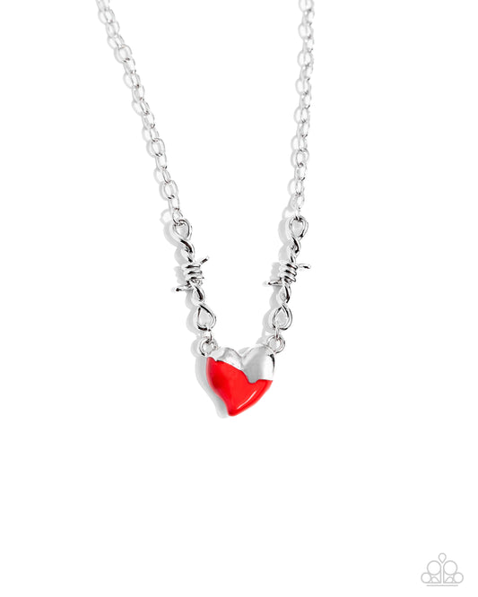 Trendy Tribute - Red Enamel Heart Necklace - Paparazzi Accessories