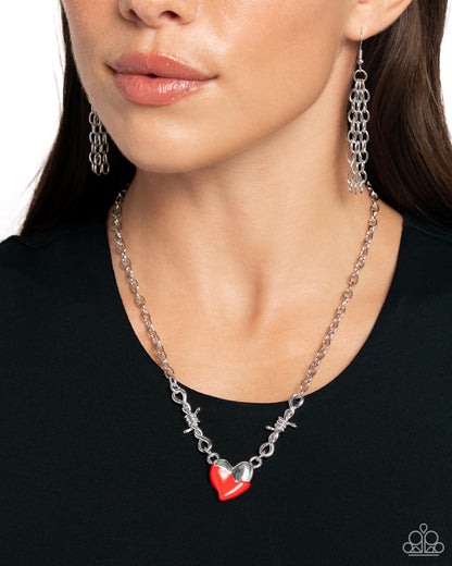 Trendy Tribute - Red Enamel Heart Necklace - Paparazzi Accessories