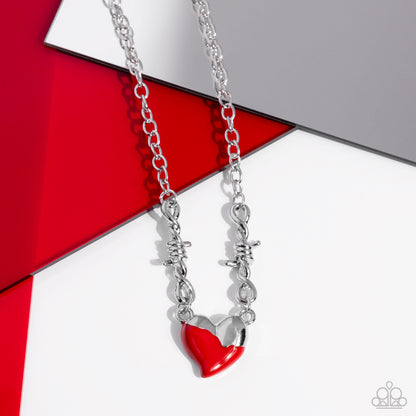 Trendy Tribute - Red Enamel Heart Necklace - Paparazzi Accessories