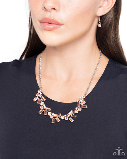 Serene Statement - Orange UV Shimmer Necklace - Paparazzi Accessories