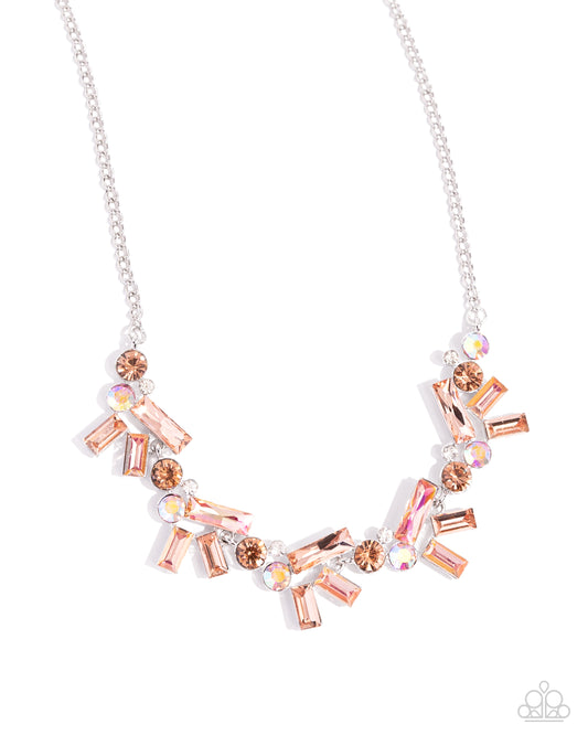 Serene Statement - Orange UV Shimmer Necklace - Paparazzi Accessories