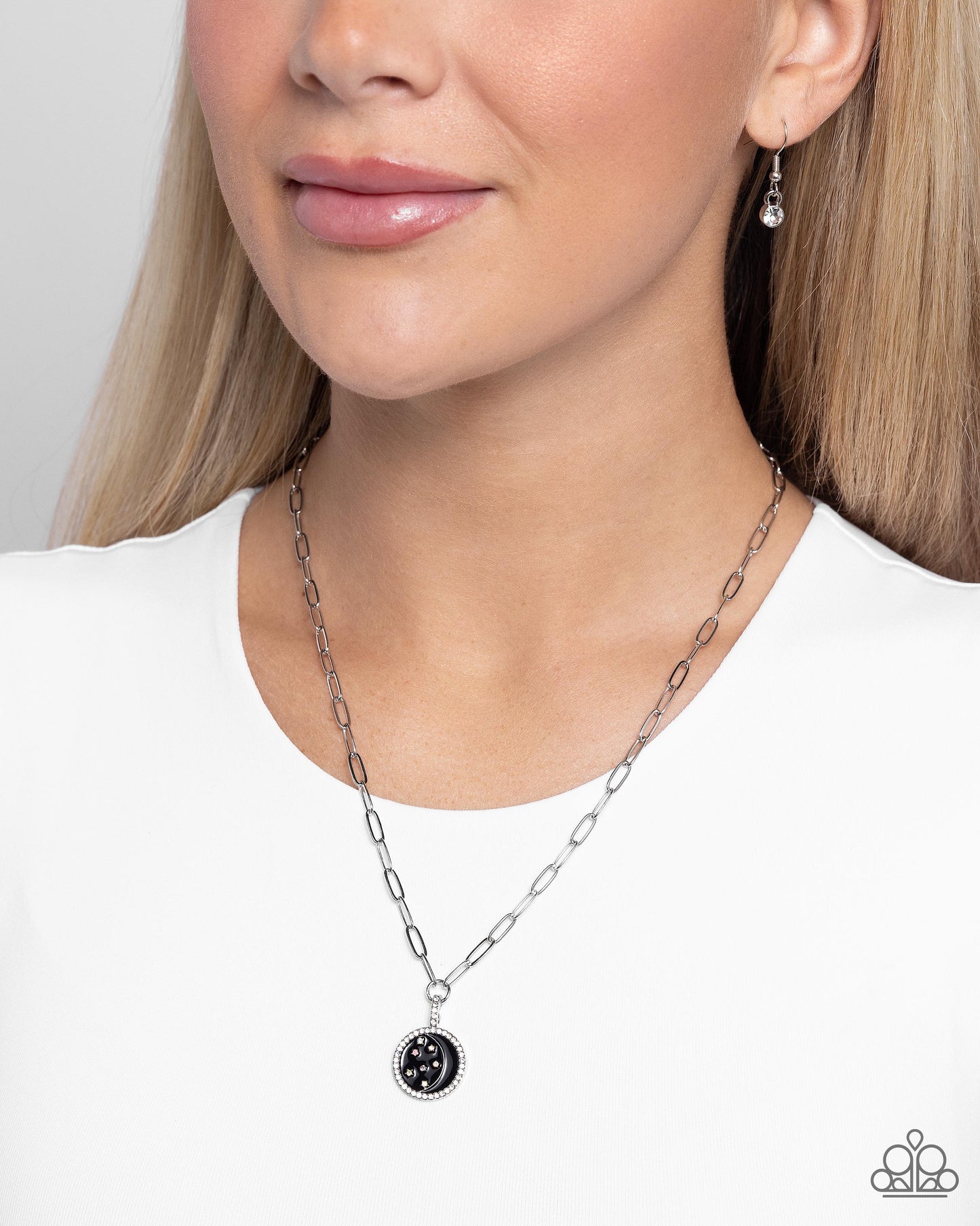 Lunar Liaison - Black Moon & Stars Necklace - Paparazzi Accessories