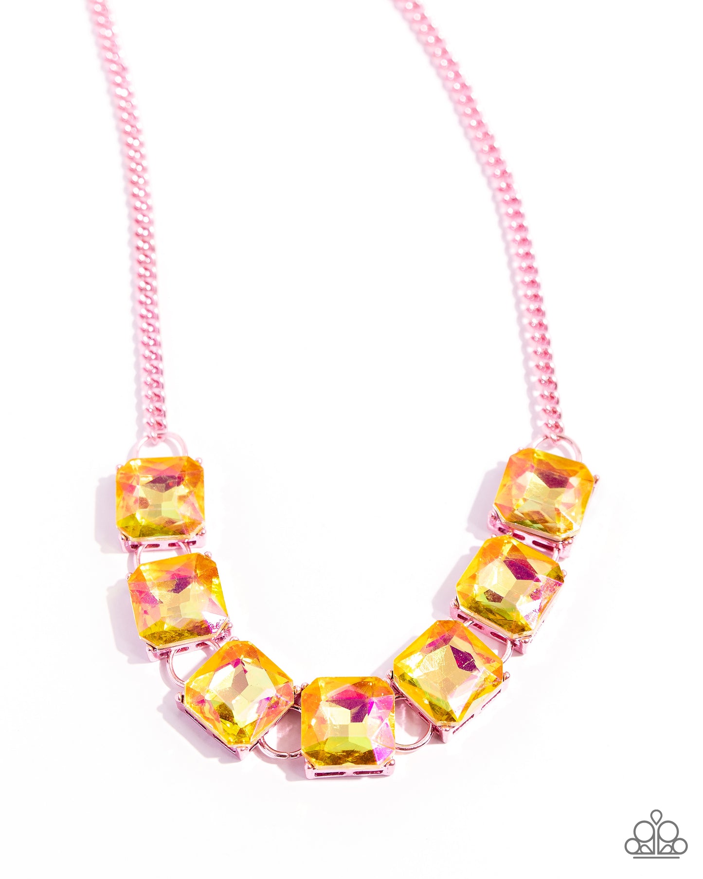 I SQUARE to Secrecy - Pink Dipped Metal UV Gem Necklace - Paparazzi Accessories