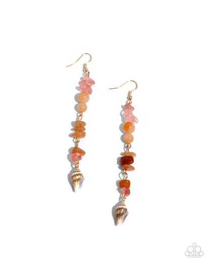 Game of STONES - Orange Fishhook Earrings - Paparazzi Accessories