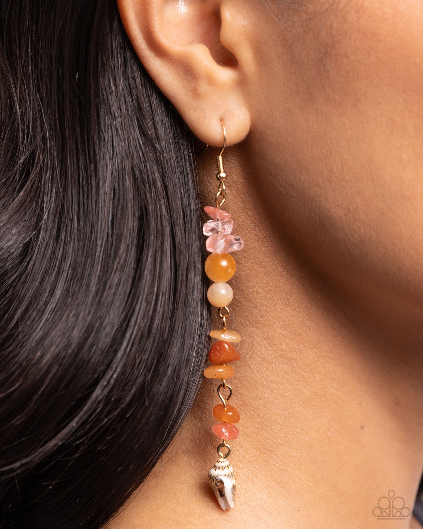 Game of STONES - Orange Fishhook Earrings - Paparazzi Accessories