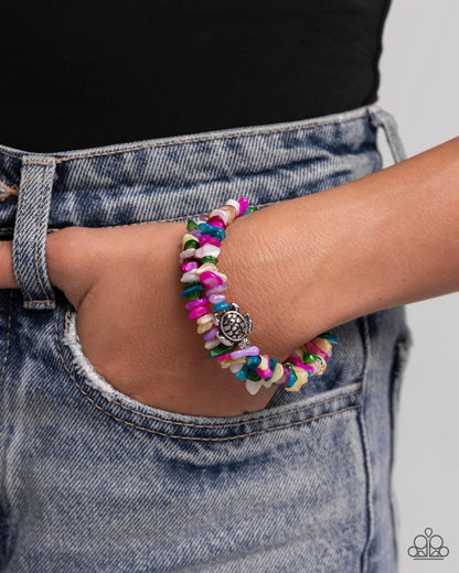 Turtle Talisman - Multi Shell Silver Turtle Coil Bracelet - Paparazzi Accessories