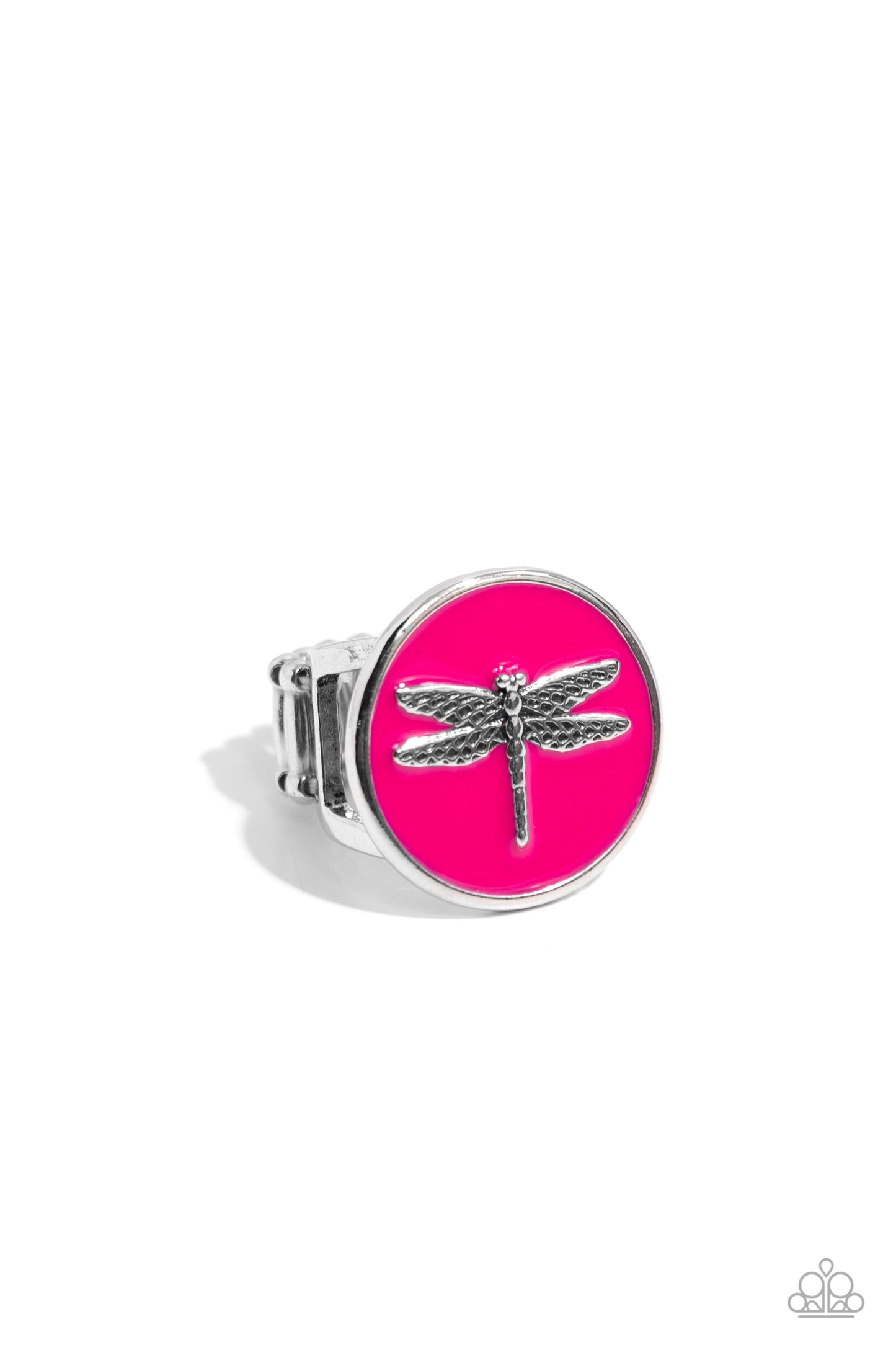 Debonair Dragonfly - Pink Enamel Ring - Paparazzi Accessories