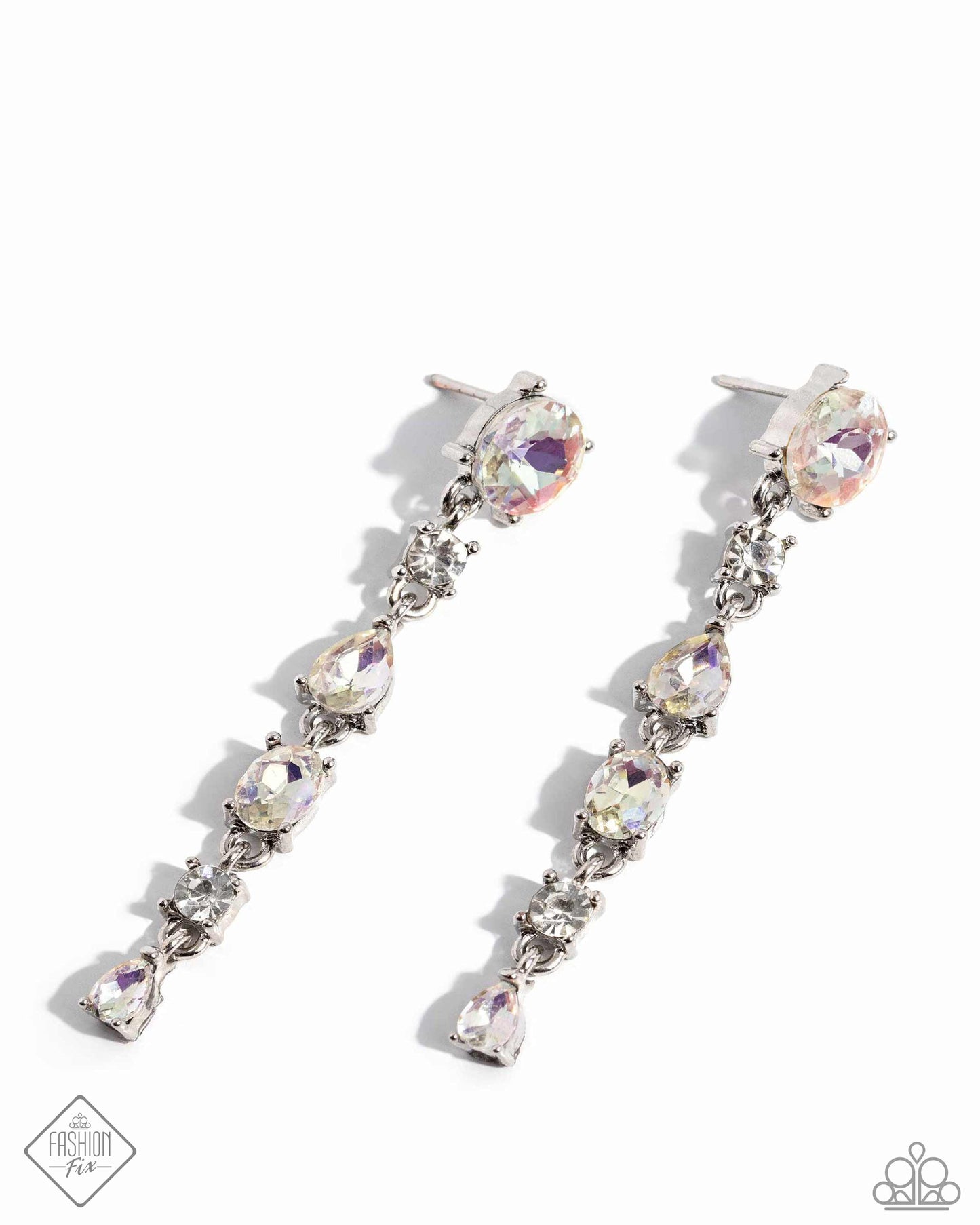 Fairytale Falls - White Post Earrings - Paparazzi Accessories