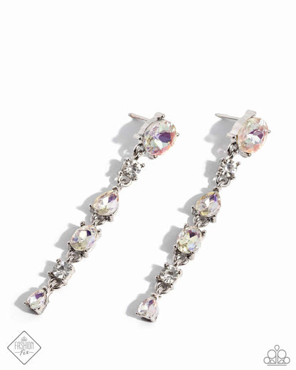 Fairytale Falls - White Post Earrings - Paparazzi Accessories